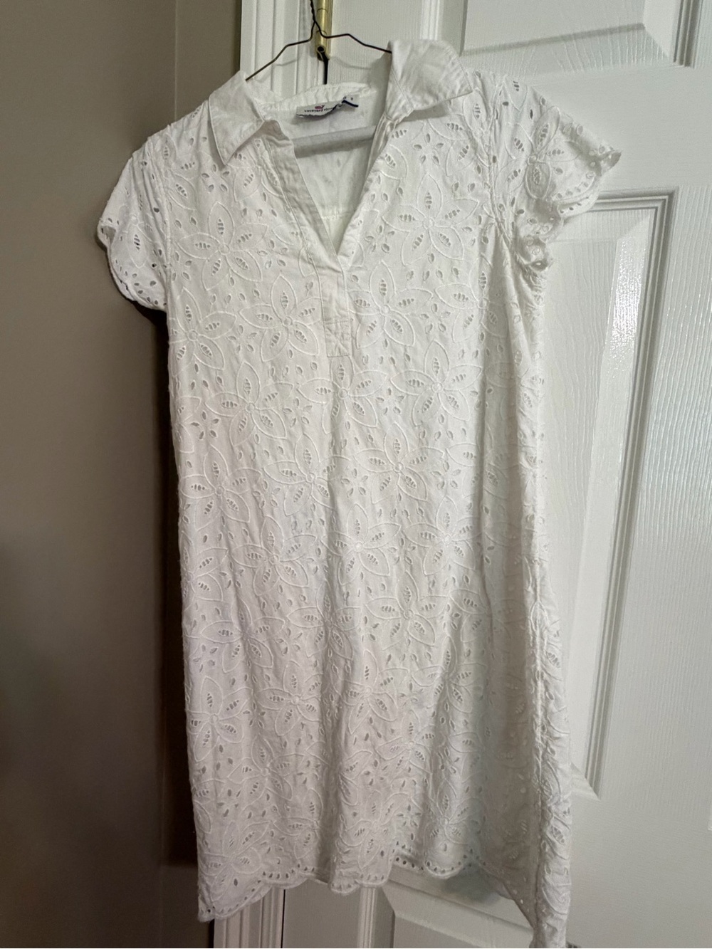 Vineyard Vines White Eyelet Collared Mini Dress